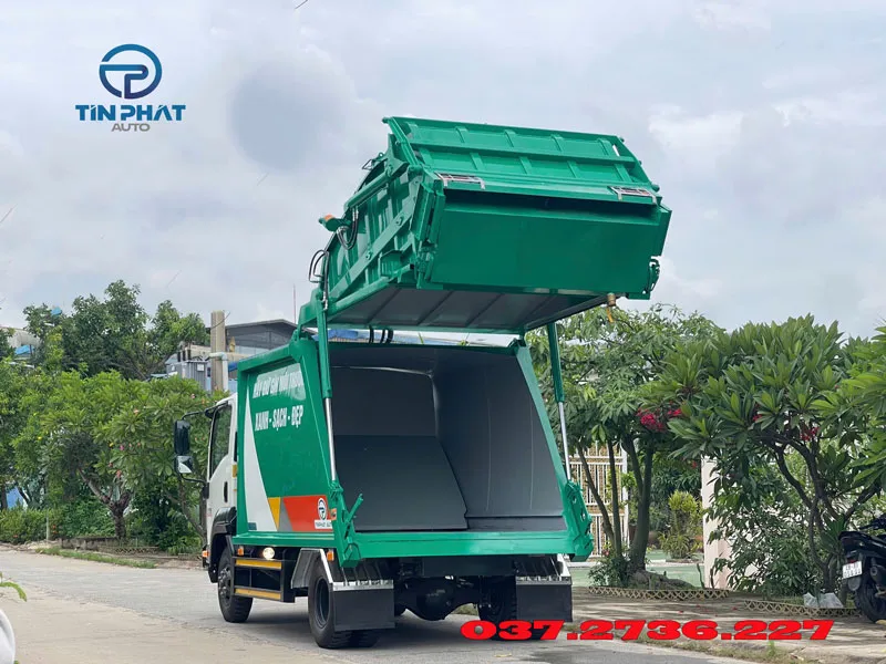 xe ép rác 9 khối máng xúc isuzu nâng buồng ép rác