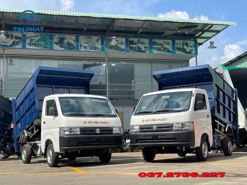2 xe chở rác 3 khối suzuki màu trắng