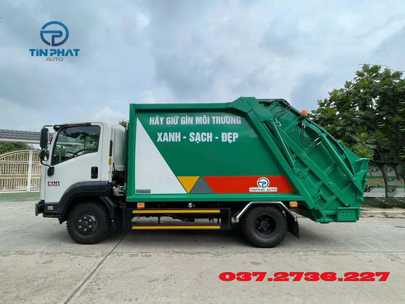 xe ép rác 9 khối máng xúc isuzu 5 tấn