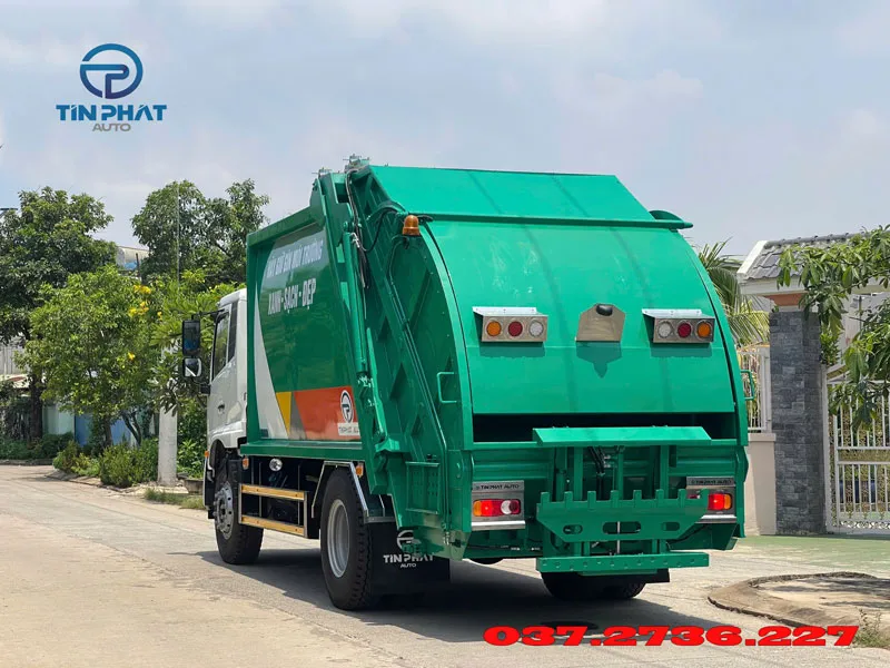 xe ép rác 14 khối UD màu xanh môi trường