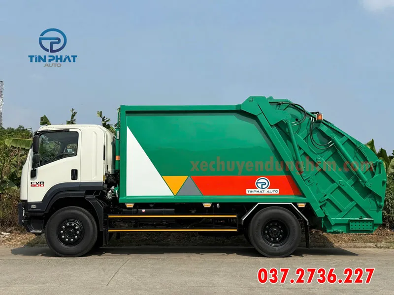 Xe ép rác 14 khối ISUZU FVR, kích thước xe: 8130 x2500 x 3425 mm