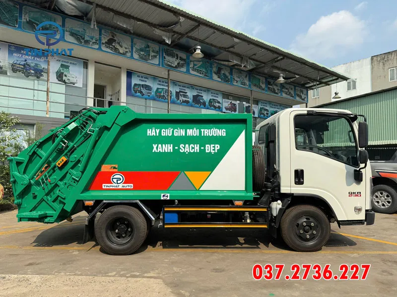 xe ép rác 3 khối isuzu qkr230 kích thước : 5515 x 1870 x 2270 mm