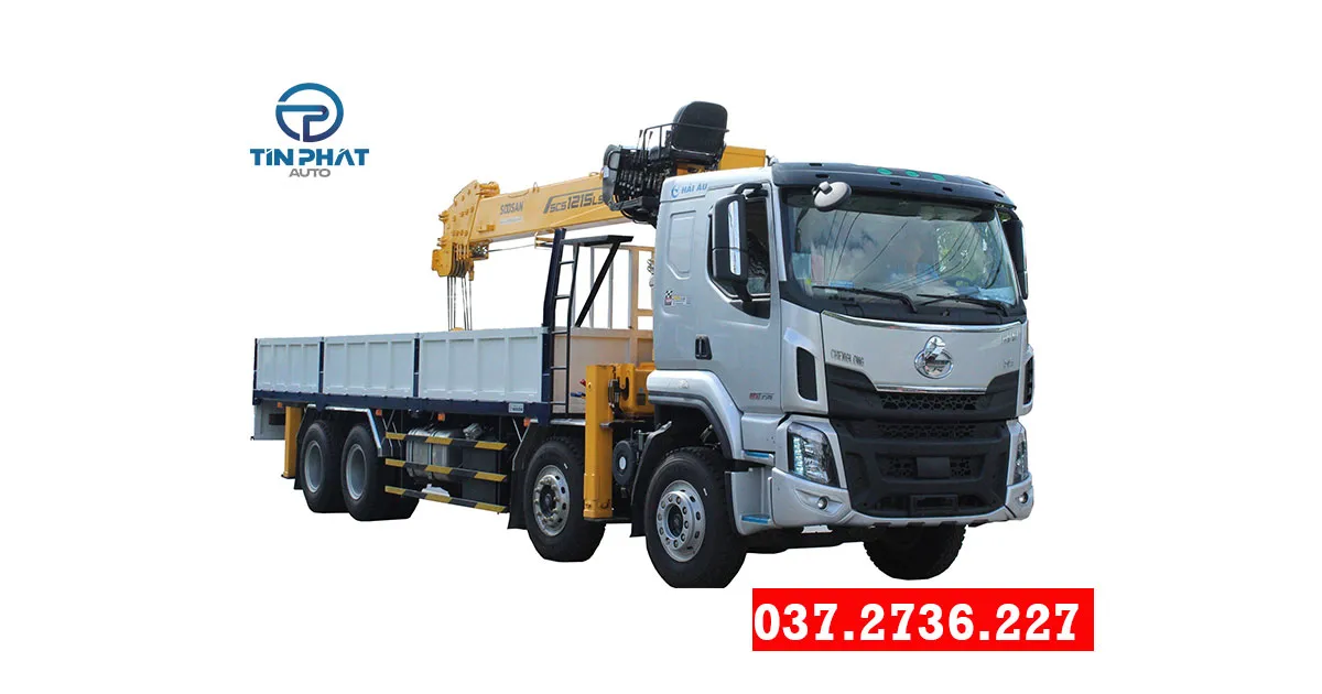 xe tải chenglong 4 chân gắn cẩu 12 tấn 5 khúc