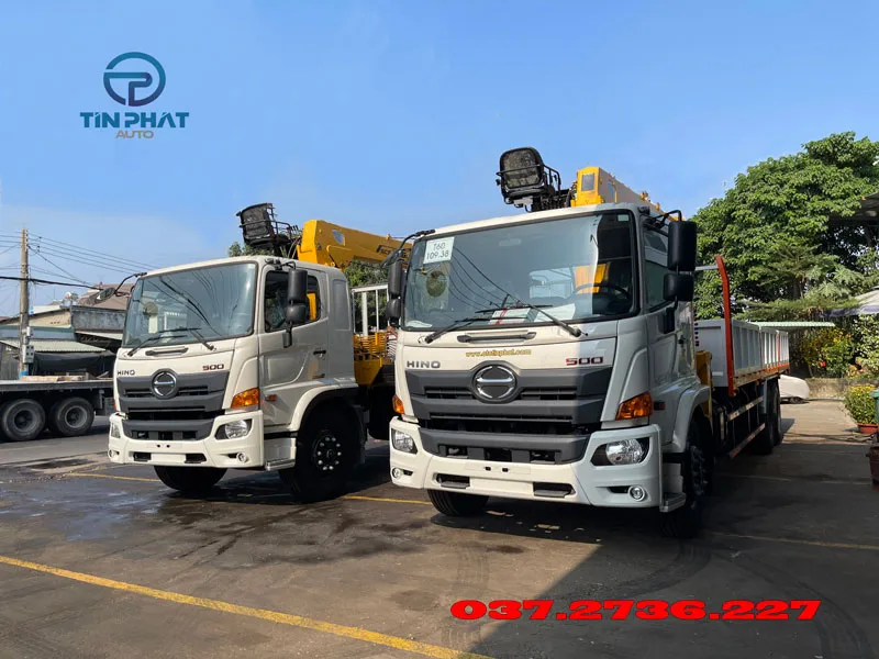 xe tải hino 3 chân fm cẩu 8 tấn soosan cẩu có ghế ngồi làm việc trên cao 