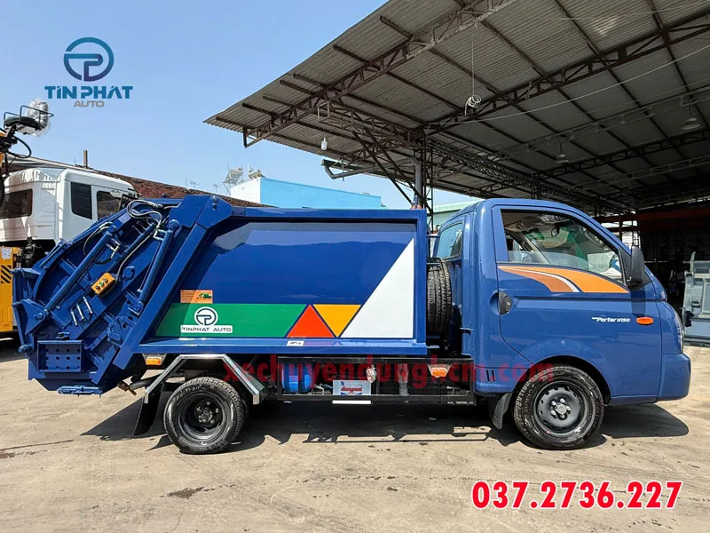 xe ép rác 2 khối Hyundai H150, kích thước dài: 5280 x 1740 x 2000 mm