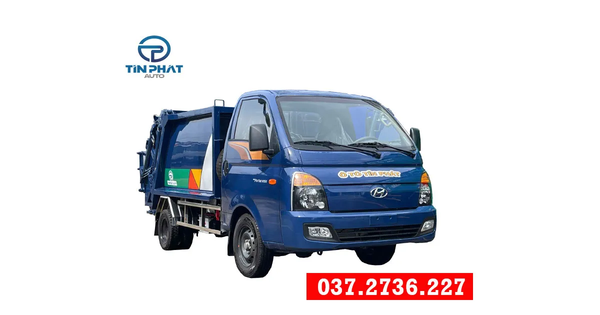xe ép rác 2 khối Hyundai h150 máng xúc