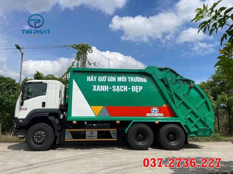 xe ép rác 22 khối nâng kẹp isuzu FVZ xe ép rác thùng inox bảo hành 3 năm
