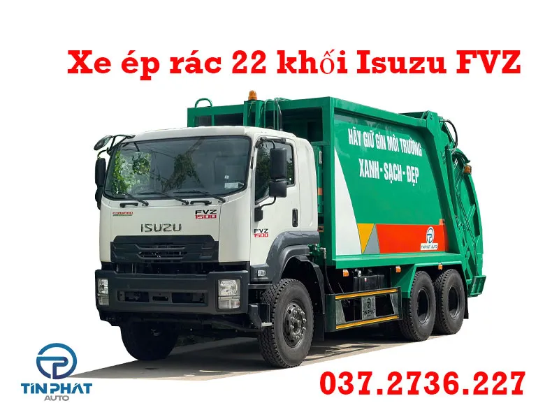 giá xe ép rác Isuzu 22 khối Nâng kẹp 